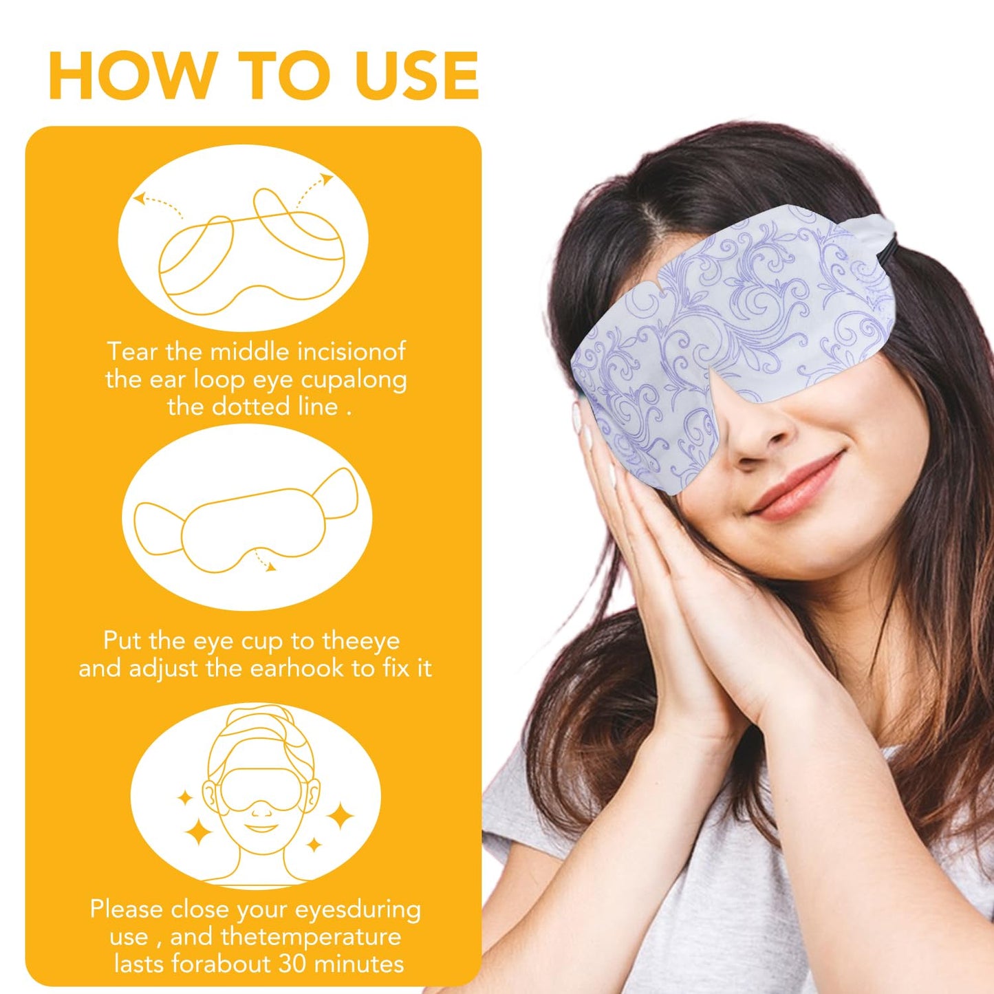 XPCARE 48 Pack Steam Eye Masks for Dry Eyes, Self Heated Steam Warm Eye Mask, Disposable Heated Eye Mask for Dark Circles, Puffy Eyes, Relief Stress Eye Fatigue（Chamomile）