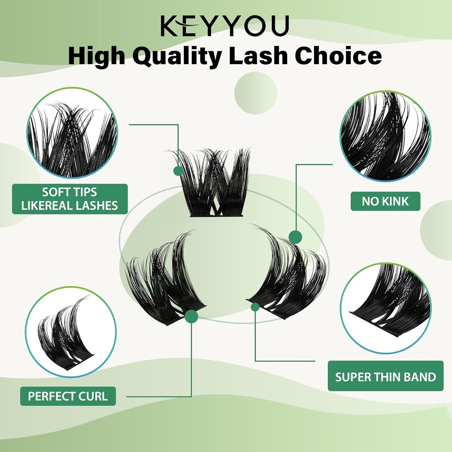 Lash Clusters,96 Pcs Cluster Lashes Y10 D Curl 8-18MIX DIY Lash Extensions Eyelash Clusters,KEYYOU Volume Wispy Individual Lashes Soft&Comfortable Easy DIY at Home(Y10,D-8-18MIX)