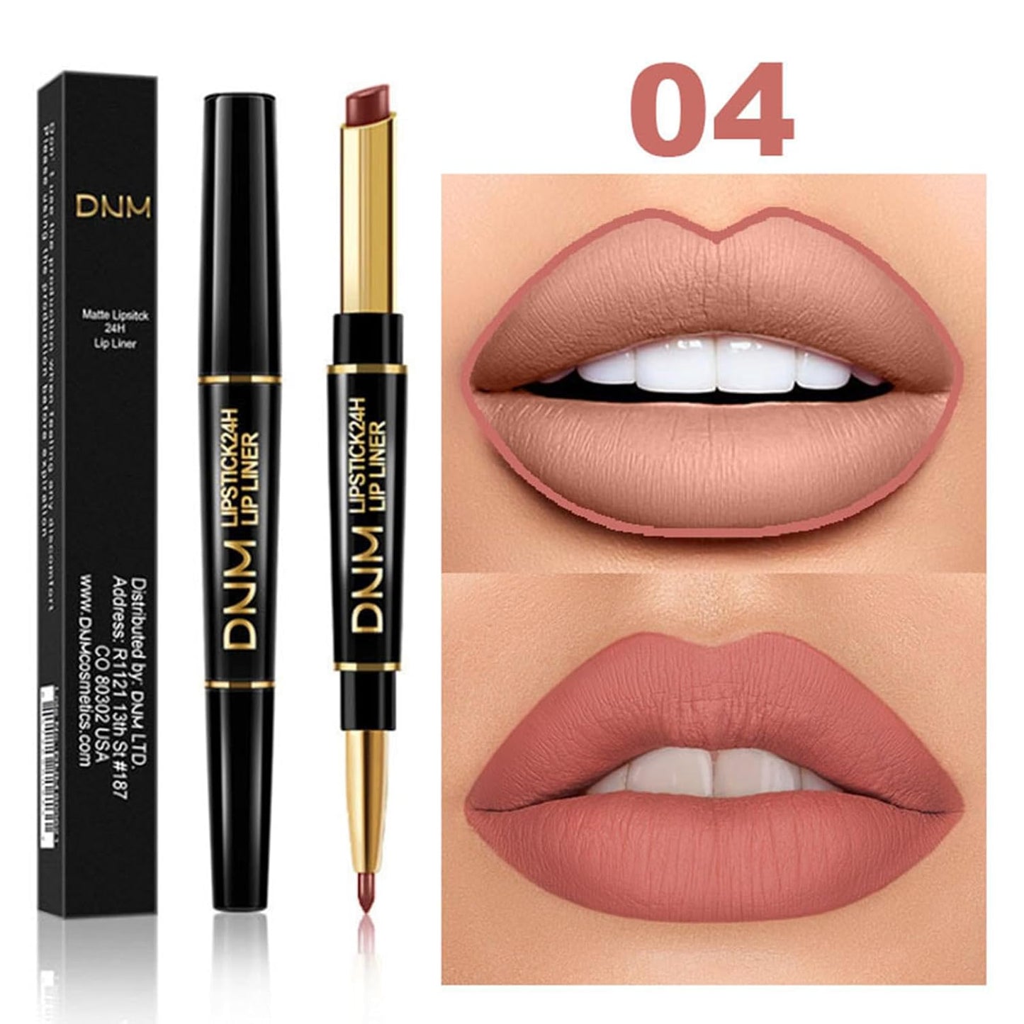 PHOERA Foundation Full Coverage,3Pcs Lip Liner and Lipstick Set Chestnut Nude Brown for Matte Finish, PHOERA Makeup Wrinkles Matte Natural Finish for a Flawless Complexion (103- Warm peach+Lip SetA)
