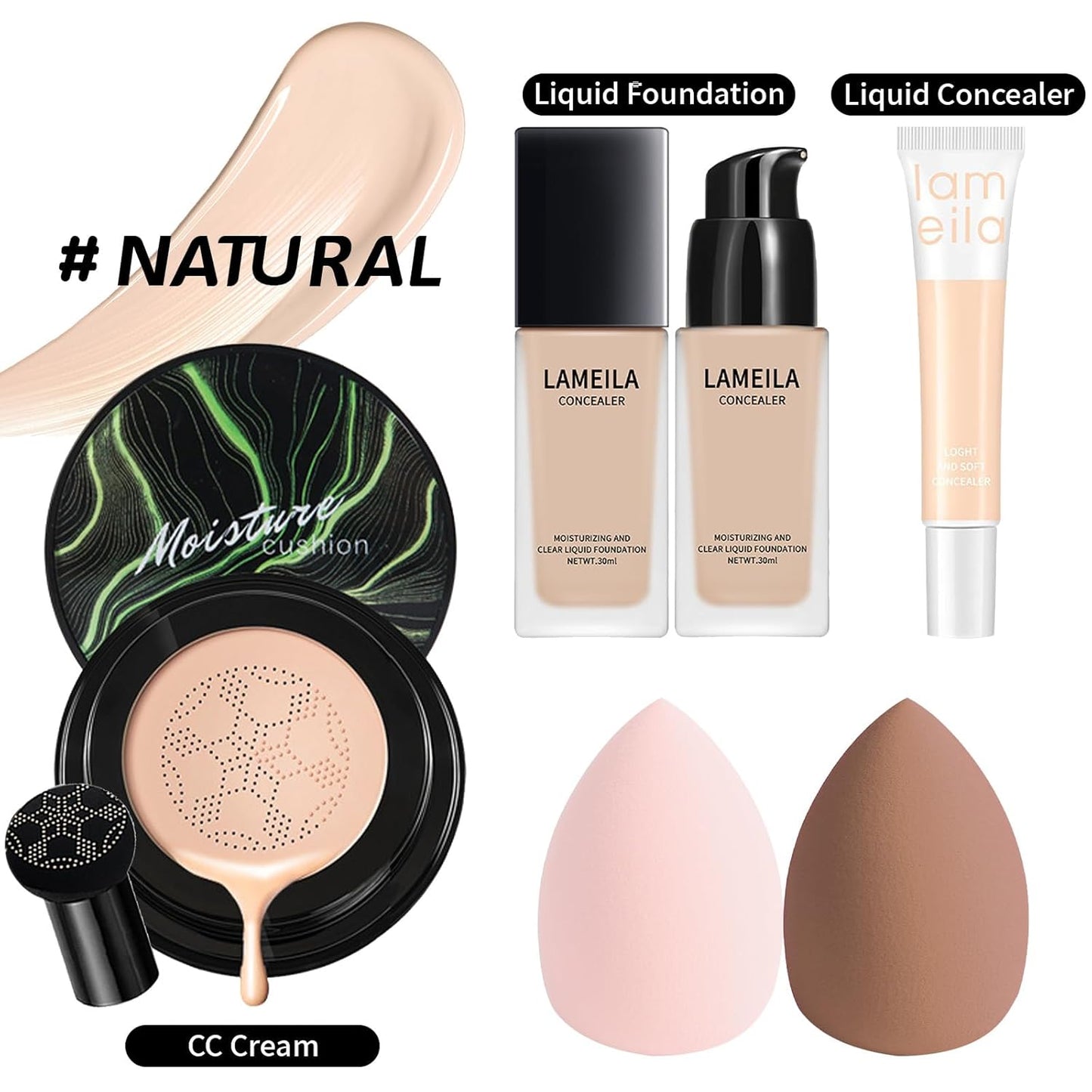 Makeup Set, Makeup Set for Women Full Kit, Eyeshadow Palette, Foundation Concealer CC Cream 3 in 1 Palette, Liquid Lipstick Eyebrow Pencil Eyeliner, Makeup Brush Sponges Makeup Bag