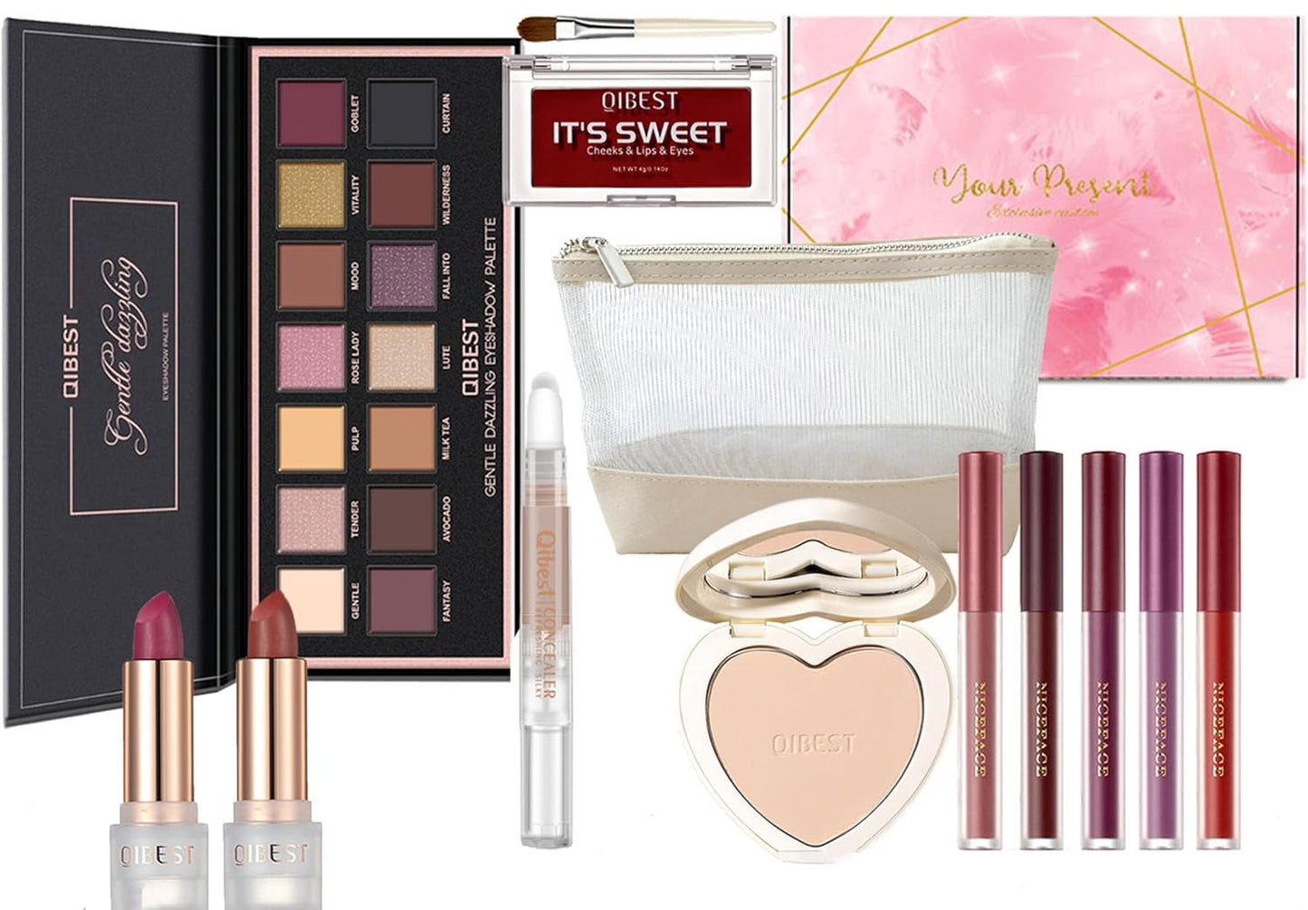 40 Colors Eyeshadow Palette All-in-one Holiday Makeup Gift Set | Full Makeup Kit for Women Essential Starter Bundle Include Eyebrow Pencil Eyeliner Mascara Soft Eye Shadow Brush