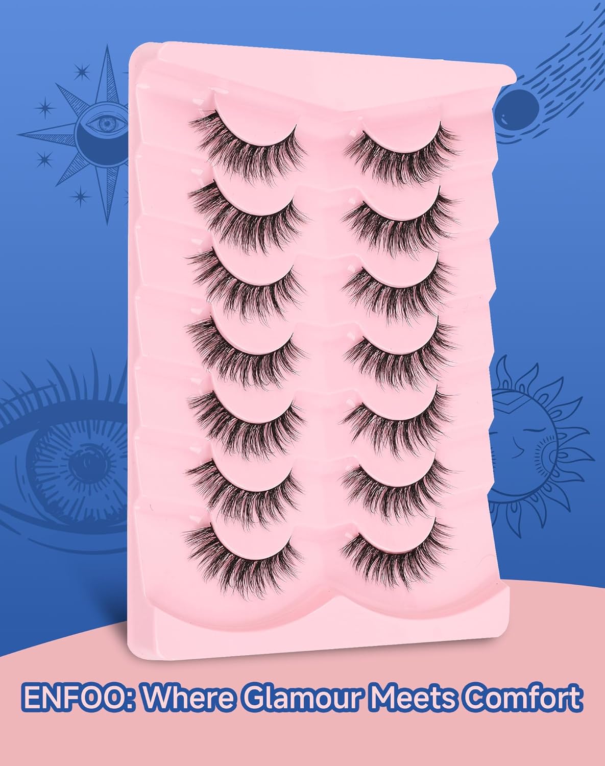 Lashes Natural Look Wispy Spiky Eyelashes Everyday False Lash Soft Strip Eyelashes Fluffy 7 Pairs D78