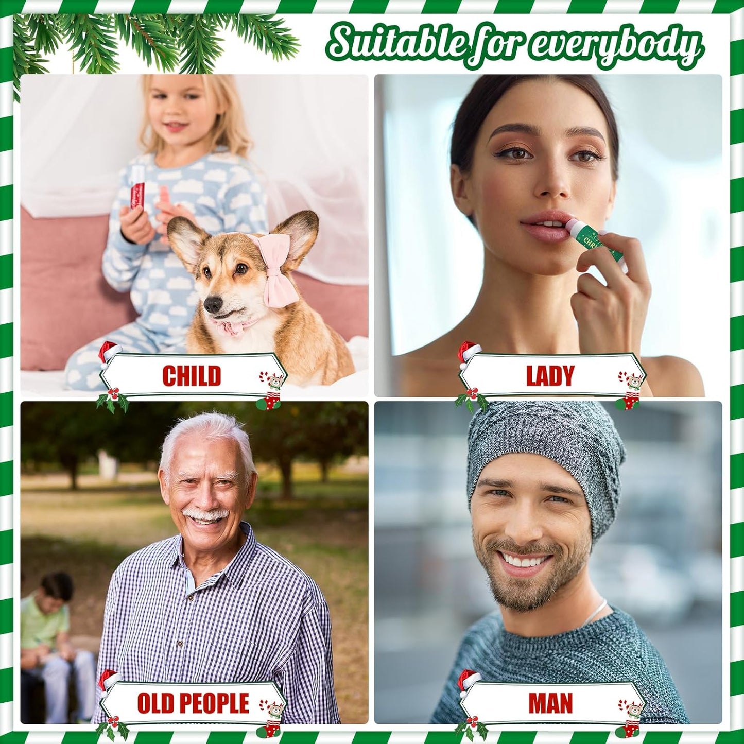 36 Pcs Lip Balm Bulk Easter Basket Stuffers Christmas Gifts for Kids Holiday Lip Balm Moisturizing Stick Lip Care Multipack Flavored Lip Balm for Party Supplies in 6 Flavors (Santa Claus)