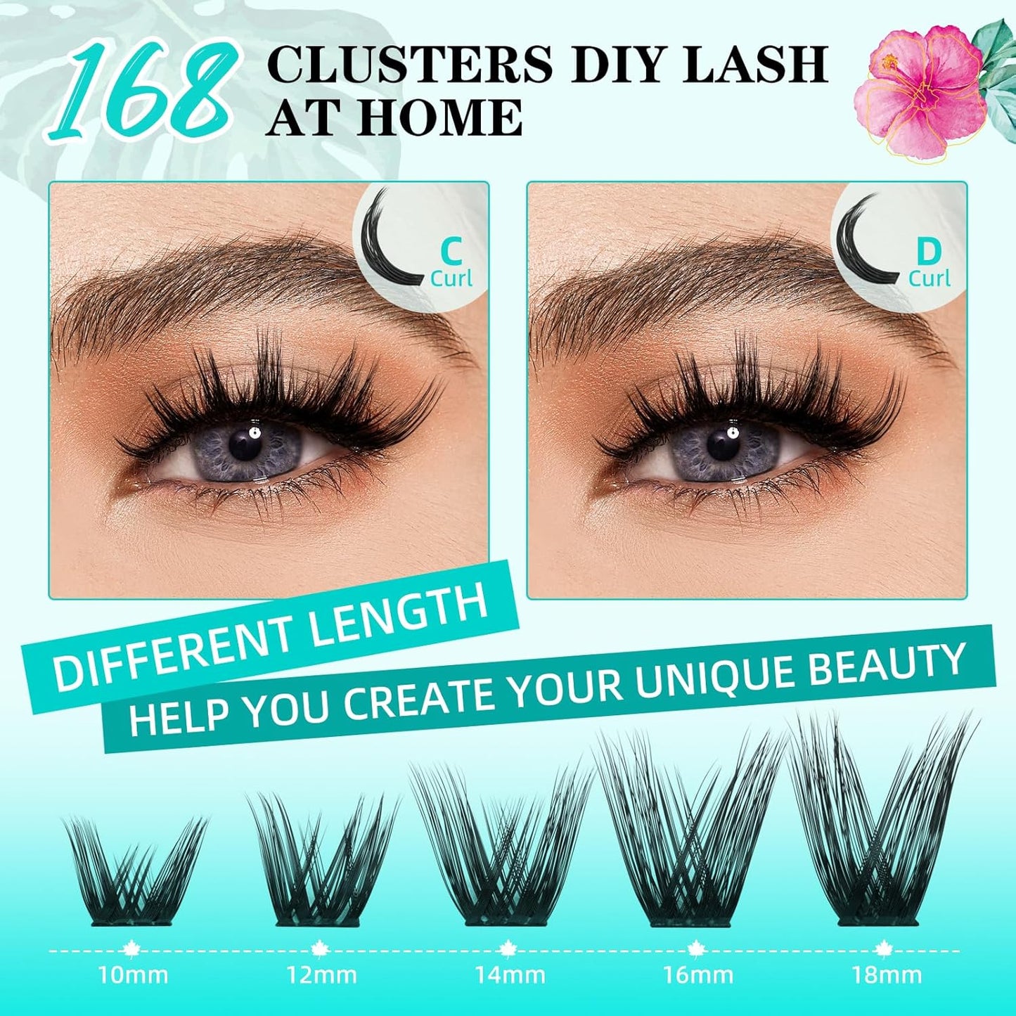 Lash Clusters Wet Look 168Pcs Eyelash Cluster Ultra-Thin Lash Band Eyelashes Extensions Spiky Anime Wide Span Lashes(Mallow,C-16mm)