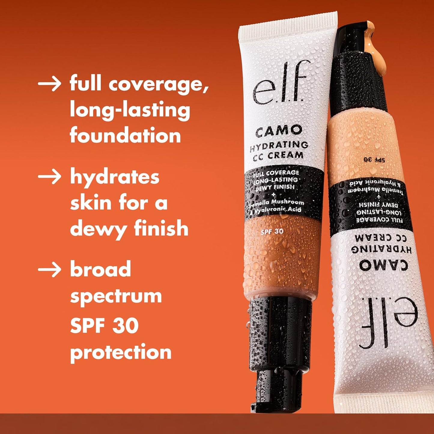 e.l.f. Hydrating Camo CC Cream, SPF 30, Color Correcting Full Coverage Foundation For A Dewy Finish, Vegan & Cruelty-Free, Rich 620 W