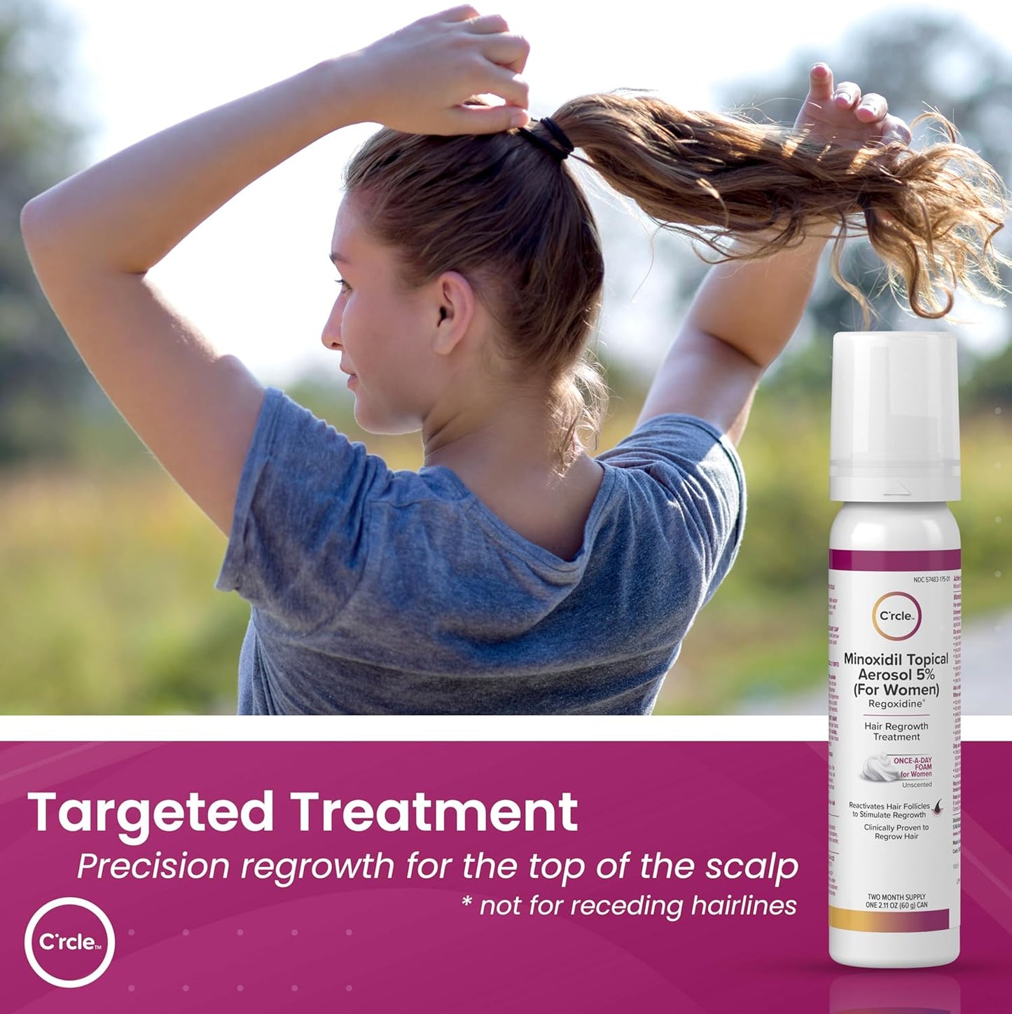 C'rcle Minoxidil for Women 5% Foam - Helps Restore Top of Scalp Hair Loss and Support Hair Growth for Women, Regrowth with Unscented Topical Treatment for Thinning Hair (5% Foam 4-Month Supply)