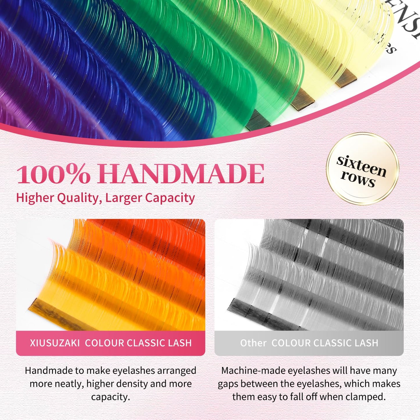 Eyelash Extensions Colored Lashes Extension 0.07 D Curl Lashes 9mm Classic Lash Extensions Soft Individual Lashes 16 Rows Natural False Eyelashes Volume Lashes Professional Use(Colored,0.07-D,9mm)