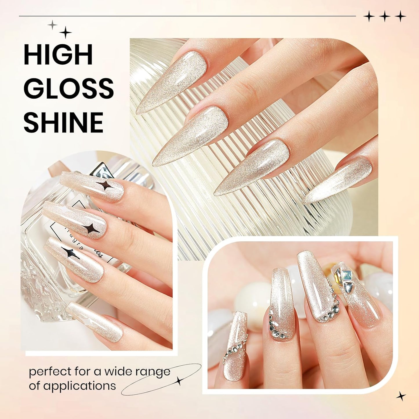 Cat Eye Gel Polish, Magnetic Holographic Glitter Gel Nail Polish Nude Shimmer Gel Polish with Magnet Soak Off U V Gel Salon DIY at Home, 0.5 OZ