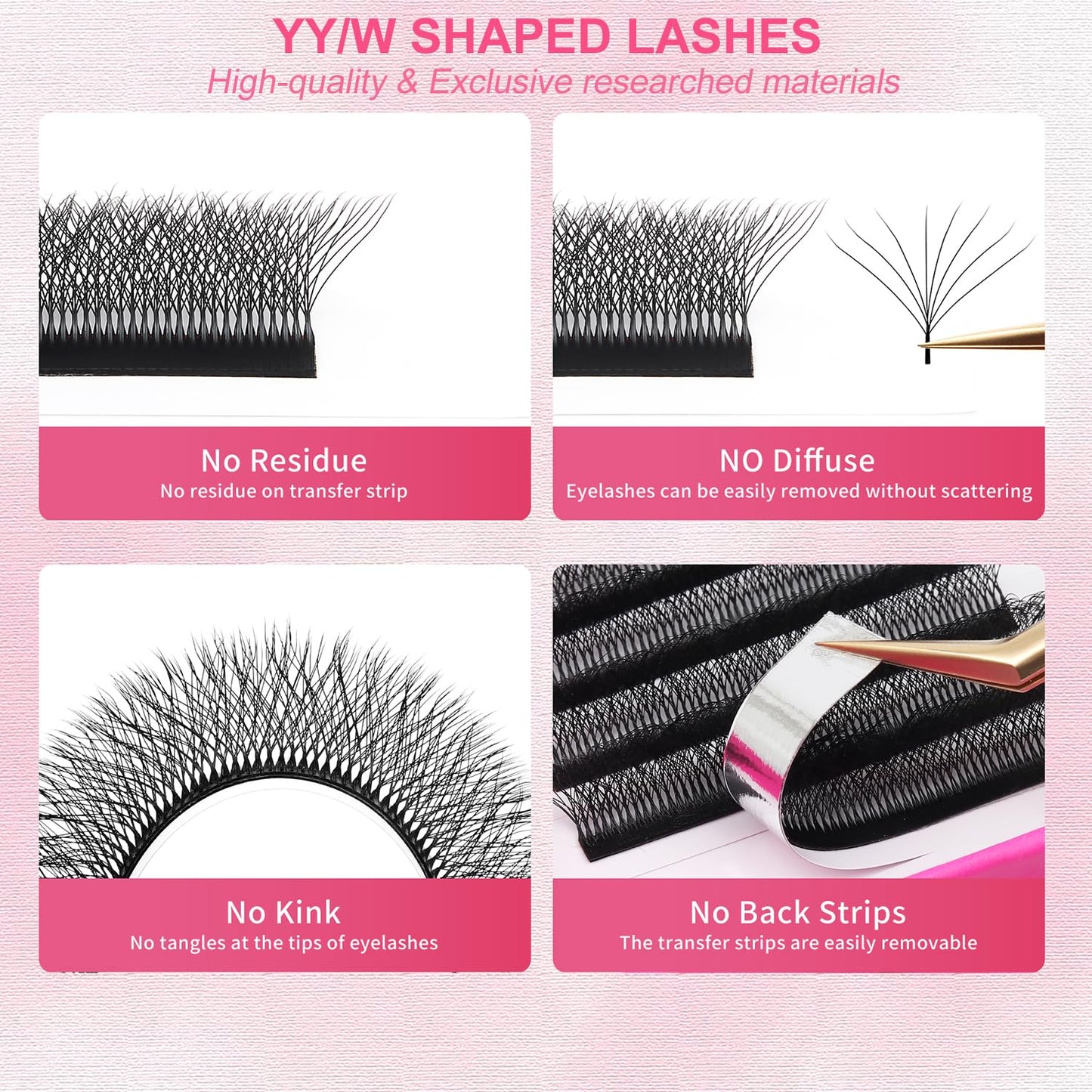 W Lash Extensions 8D Eyelash Extensions W Shape 0.07mm Thickness D Curl Mix 8-15mm Premade Fans Individual Lashes Volume Matte Black 12 Rows Crisscross False Eyelashes(W-8D-0.07-D,8-15mm)