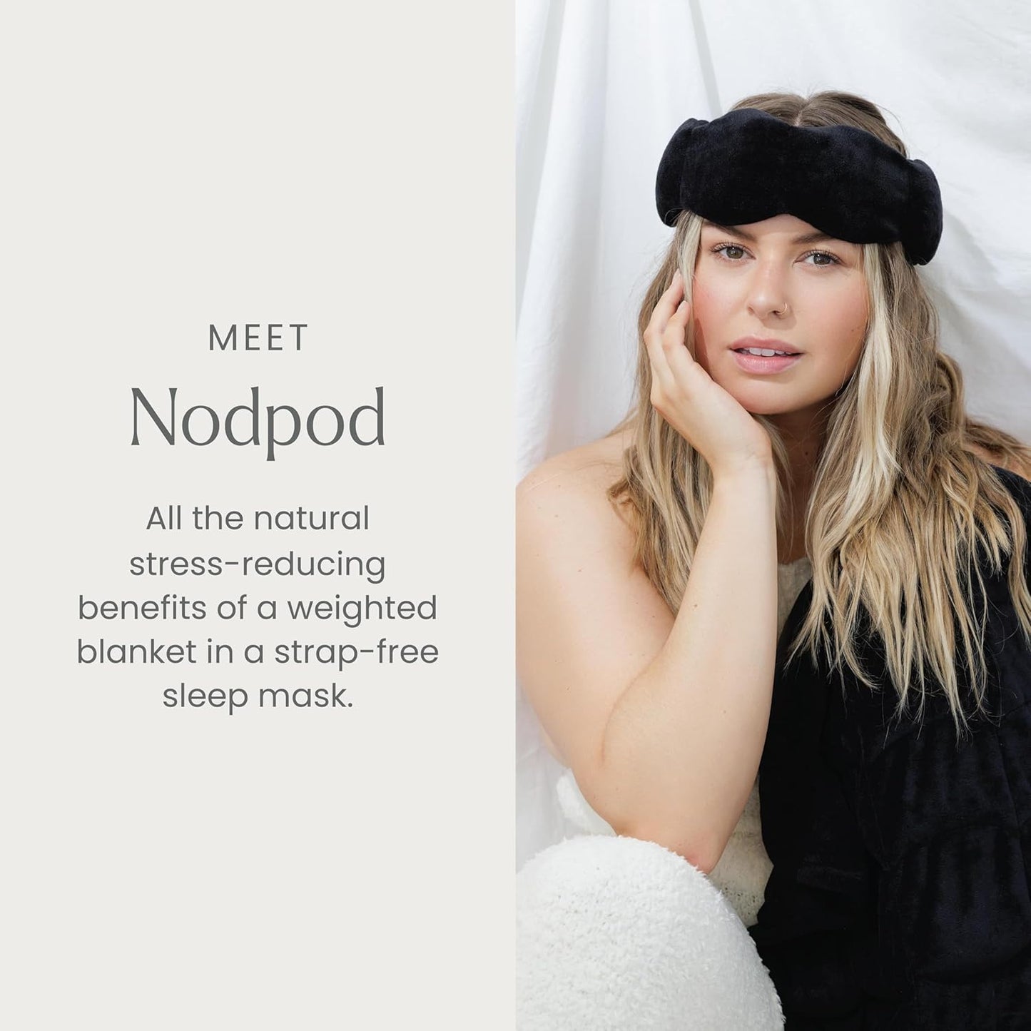 Nodpod Gentle Pressure Sleep Mask | Patented Light Blocking Design for Sleeping, Traveling & Relaxation - Black Onyx