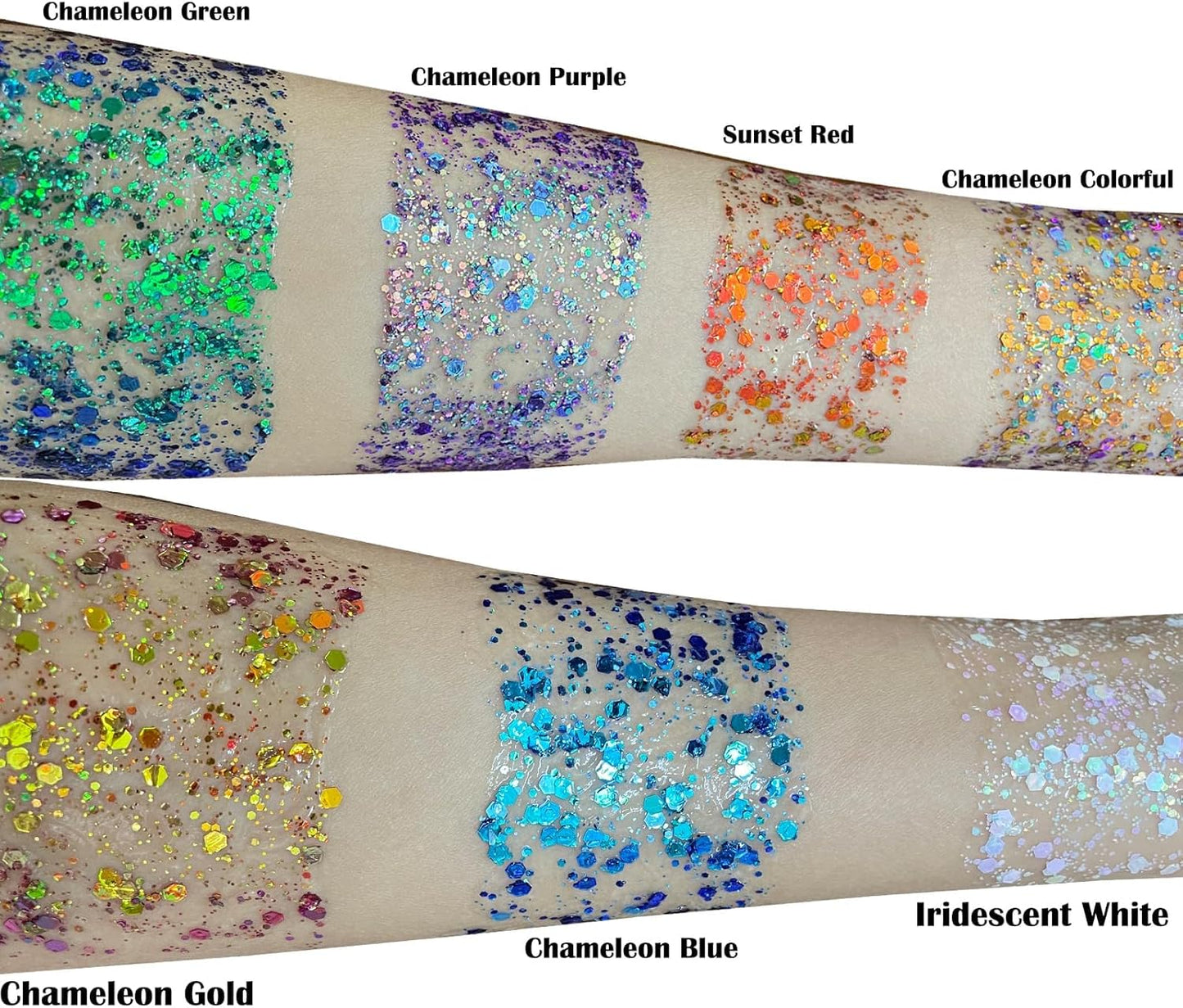 MEICOLY Chameleon Purple Face Body Glitter,Mardi Gras Outfit for Women,Mardi Gras Accessories,Chunky Glitter Face Paint,Color Changing Mermaid Face Glitter,Festival Glitter Makeup for Face Body Hair