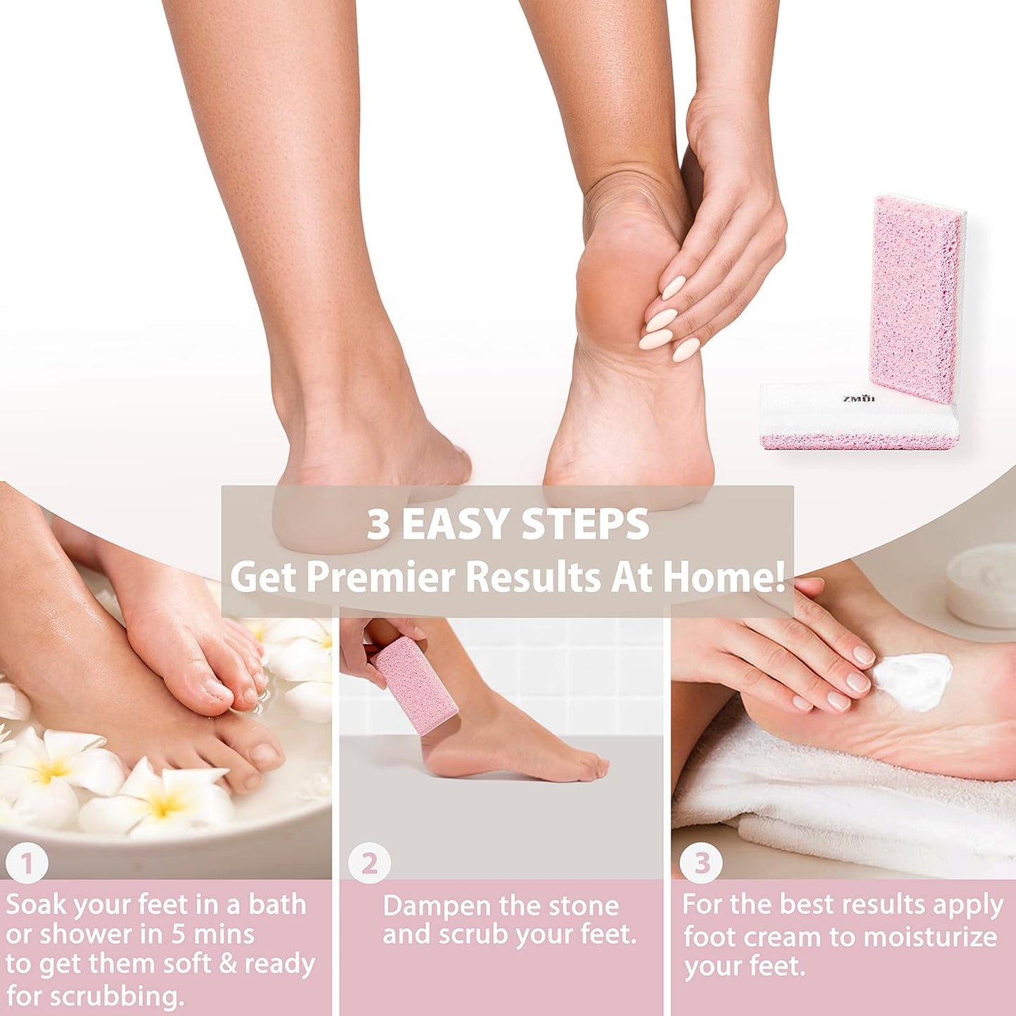 Glass Pumice Stone Callus Remover for Feet, Elbows, Hands, and Knees, Spain Made - 2 in 1 Pedicure Exfoliator and Scrubber for Rough, Hard Skin (Pink Color)