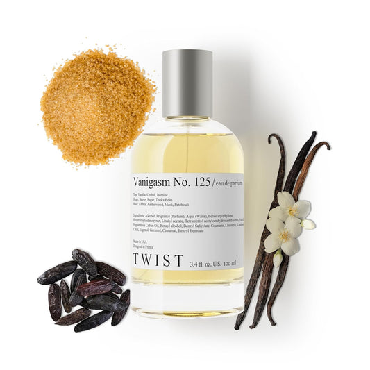 Twist Vanigasm No. 125 - Eau De Parfum Inspired by Kayal. Vanilla 28, Long-Lasting Perfume For Women & Men, Brown Sugar & Vanilla, Vegan, Clean Ingredients, Unisex, Fragrance - 100 ml | 3.4 fl. oz.