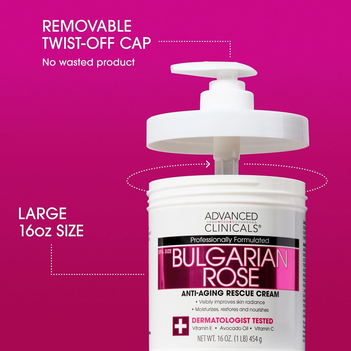 Advanced Clinicals Bulgarian Rose Lotion For Women | Rose Scented Vitamin C Body Lotion Cream | Anti Aging Vitamin E Moisturizer Body Butter Improves Look Of Sagging Dry Skin & Texture, 16 Oz, 2-Pack