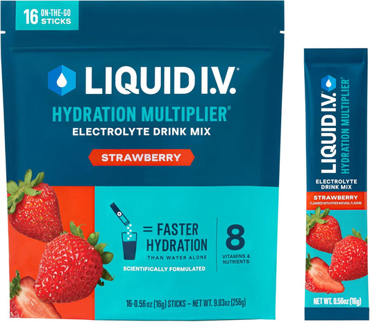 Liquid I.V.® Hydration Multiplier - Strawberry | Electrolyte Powder Drink Mix | 1 Pack (16 Servings)