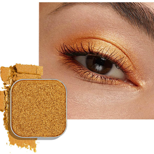 Magnetic single shimmer gold eyeshadow with metal pan, subtle shimmer orange eyeshadow refill pan, mini palette for empty magnetic palette (Ginger Gleam)