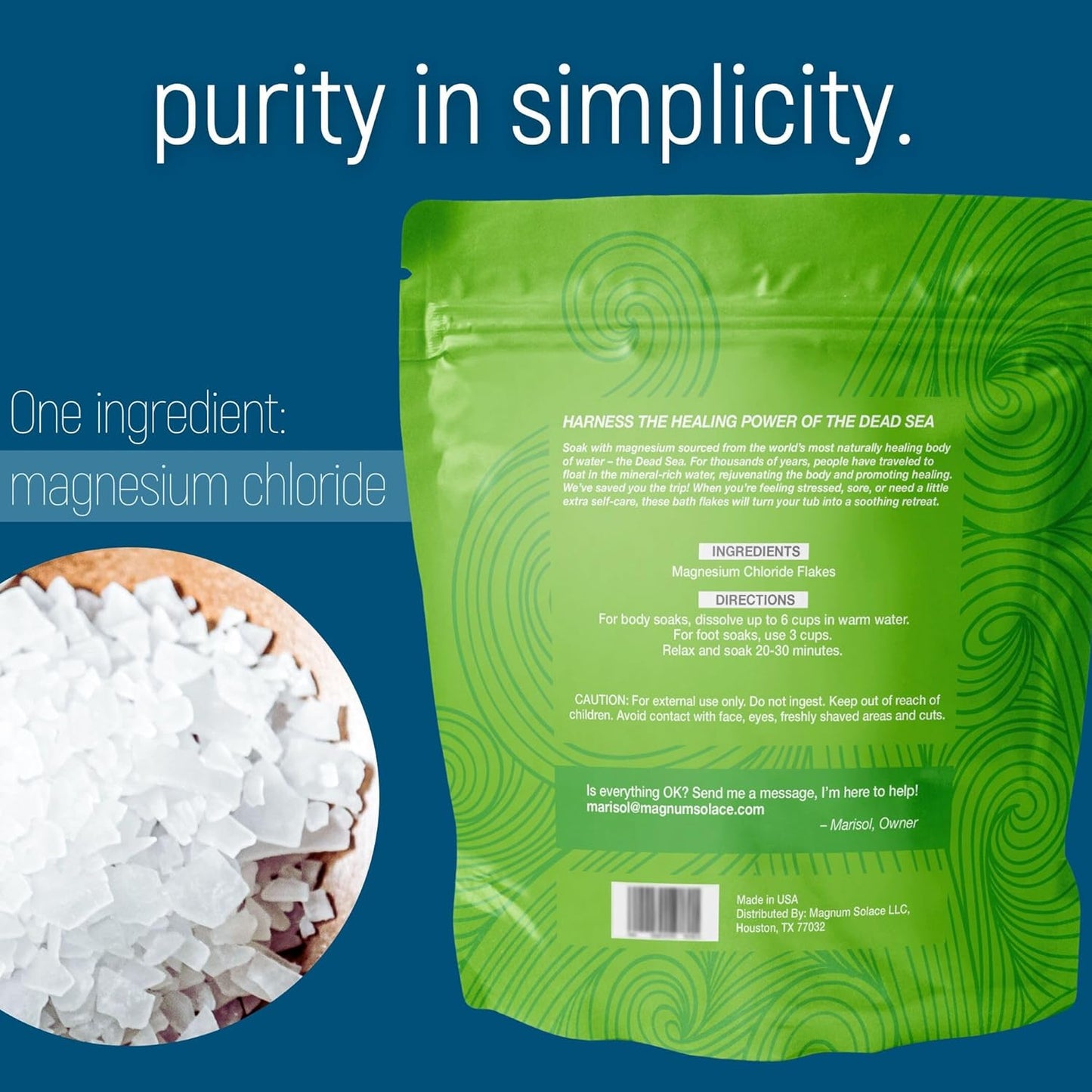 Magnesium Flakes for Bath - Magnesium Chloride Flakes - Dead Sea Salts for Soaking, 3 LBS