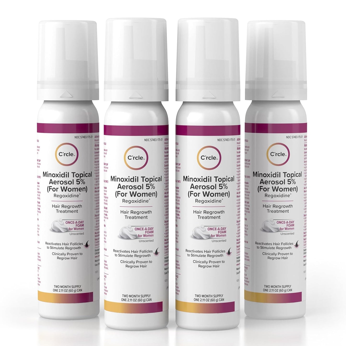 C'rcle Minoxidil for Women 5% Foam - Helps Restore Top of Scalp Hair Loss and Support Hair Growth for Women, Regrowth with Unscented Topical Treatment for Thinning Hair (5% Foam 8-Month Supply)