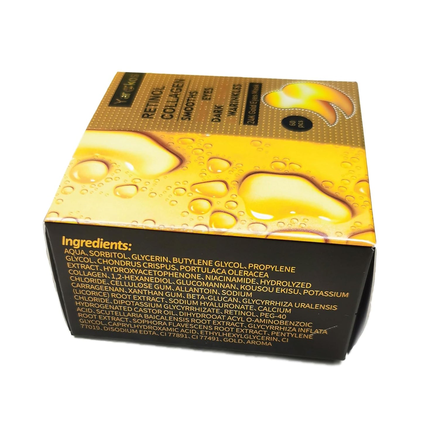 60 Pcs 24K Gold Under Eye Patches, 30 Pairs Undereye Mask for Dark Circles Puffy Eyes Treatment, Collagen Gel Pads Hydrating for Eye Bags Puffiness Wrinkle, Women Men Beauty Skin Care Products