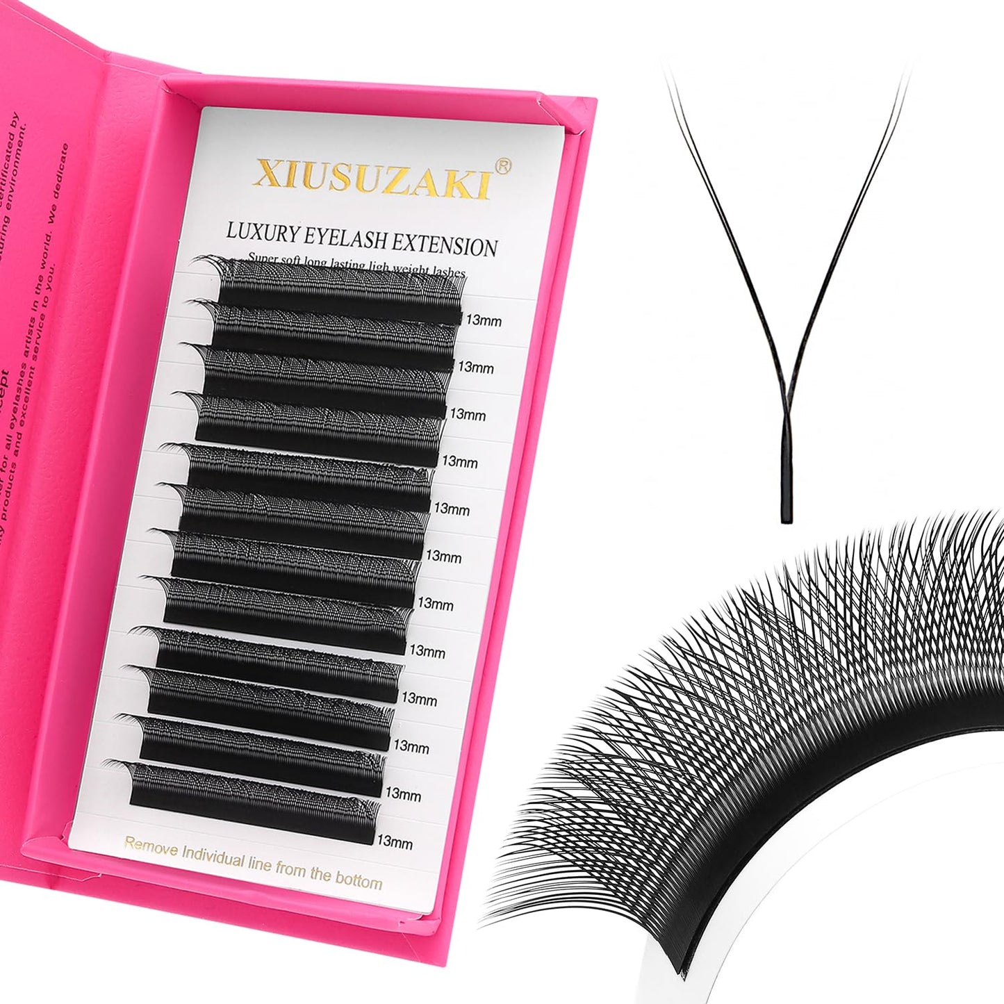 YY Lash Extensions Supplies Y Eyelash Extensions 0.07mm Thickness C Curl 11mm Premade Fans 4D Russian Volume Matte Black 12 Rows Crisscross Eye Lashes(YY-0.07-C,11mm)