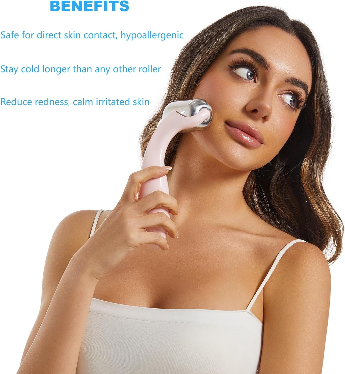 Greenstalk Ice Roller for Face & Eyes – Medical-Grade Stainless Steel Cooling Face Roller for Puffiness Relief, Dark Circles, Skincare Routine – Dual Cold & Warm Therapy, Ergonomic Design