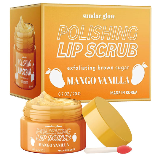 Mango Vanilla Lip Scrub - Dermatologist Tested, Anti-Aging, Korean Skin Care, Deep Exfoliation & Hydration - Smooth, Soft, Plump Lips - Clean Beauty, Vegan, Non-GMO - 1 Pack