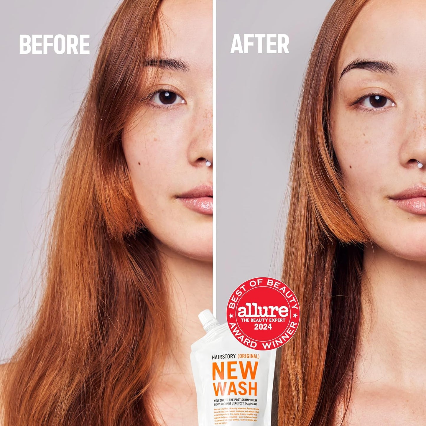 Hairstory New Wash Original with Scalp Brush, Cleansing Cream for All Hair Types, Detergent Free Shampoo & Conditioner Alternative, Promotes Scalp Health, 8oz