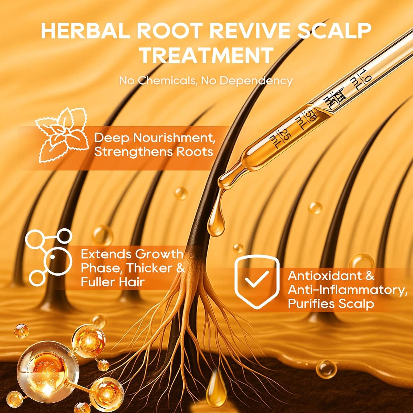 Hair Growth Serum Oil for Women, 100% Veganic Natural Herbal Extracts, Root Revive Visibly Thickening Fuller Hair, Scalp Follicle Stimulator Serum for Hair Loss/Shedding,Thin, Dry & Damaged Treatment