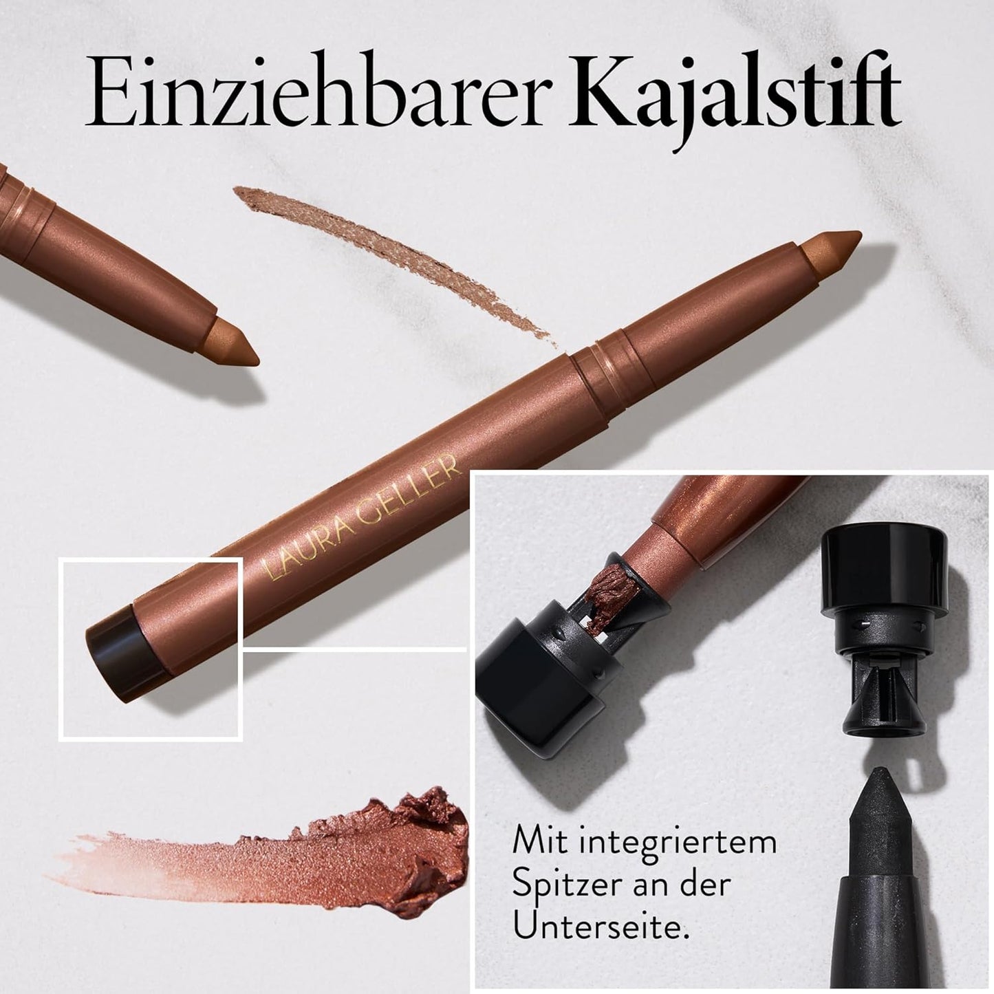 LAURA GELLER NEW YORK Kajal Longwear Kohl Eyeliner Pencil - Smoky Plum Kohl - Caffeine and Vitamin E - Smooth & Blendable Liner - Built-In Sharpener