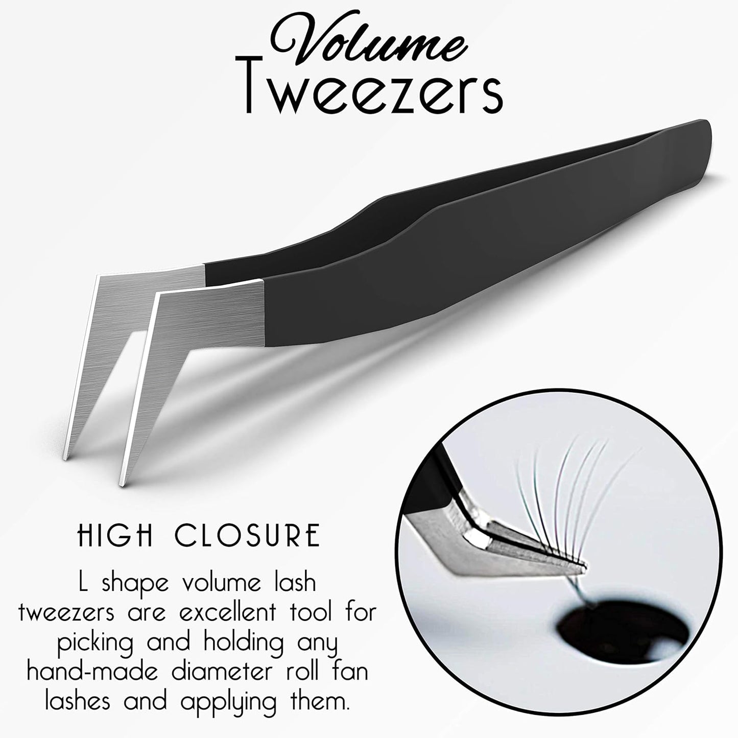 SIVOTE Lash Tweezers for Eyelash Extensions for Volume, Isolation & Classic Lashes, 3 Pack, Black