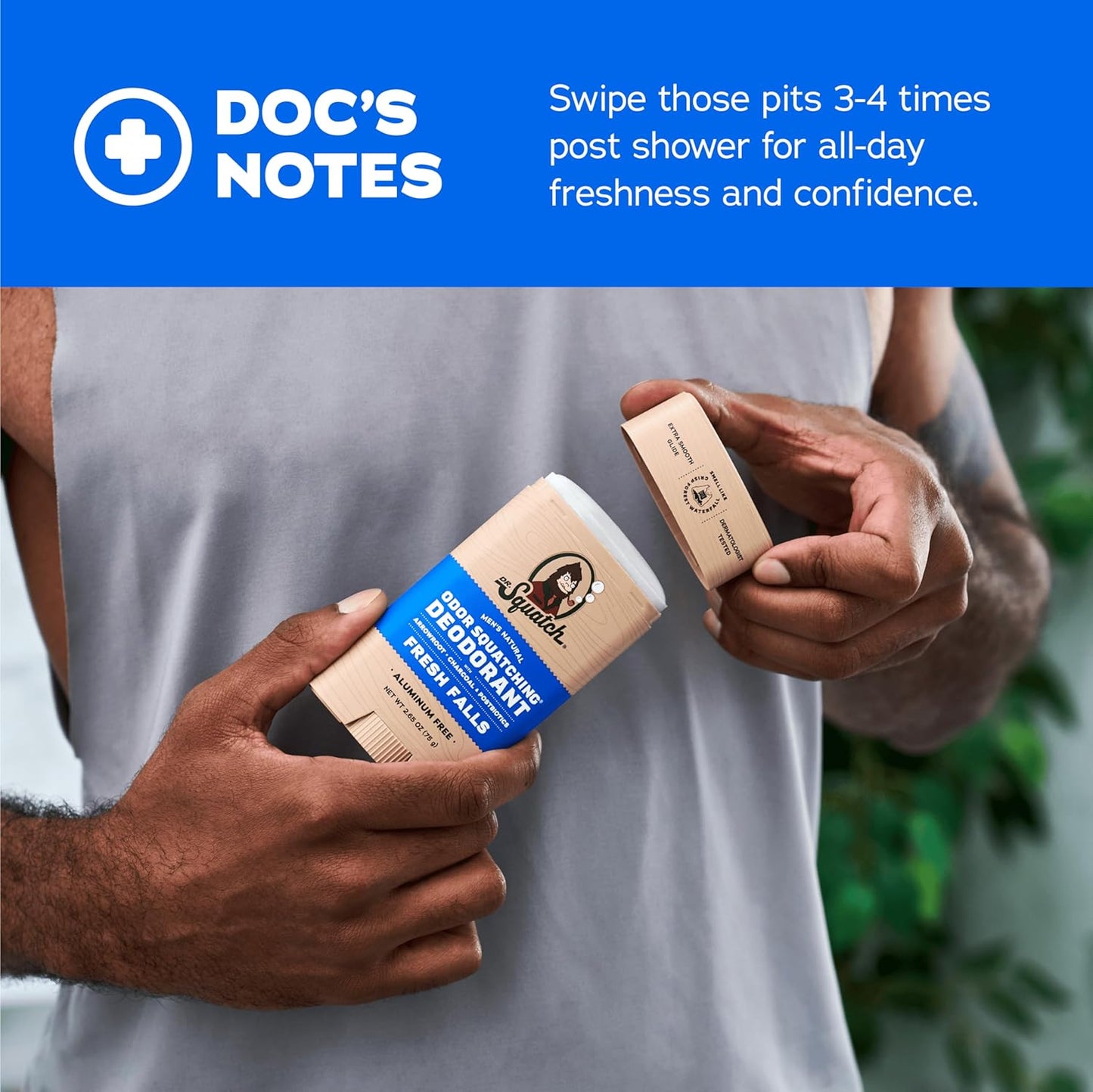 Dr. Squatch Natural Deodorant for Men - Odor-Squatching Aluminum Free - Fresh Falls (2.65 oz, 3-Pack)