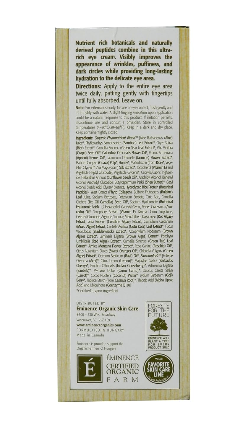 Eminence Organic Skincare Marine Flower Peptide, Eye Cream, 1.05 Ounce