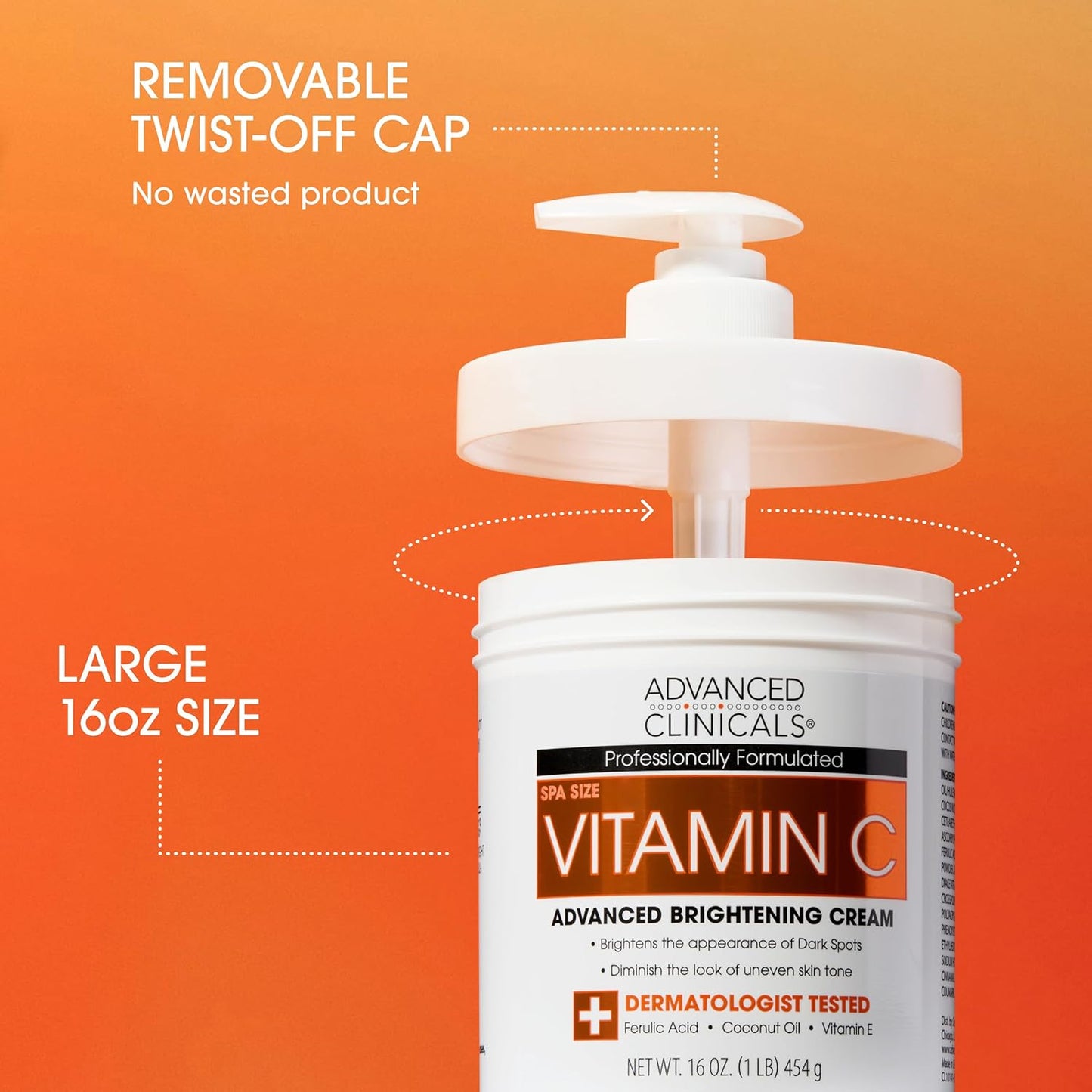 Advanced Clinicals Vitamin C Cream + Vitamin C Serum 2PC Skincare Set | Brightening Body Lotion & Facial Serum For Women & Men Helps Diminish Appearance Of Dark Spots, Wrinkles, & Uneven Skin Tone