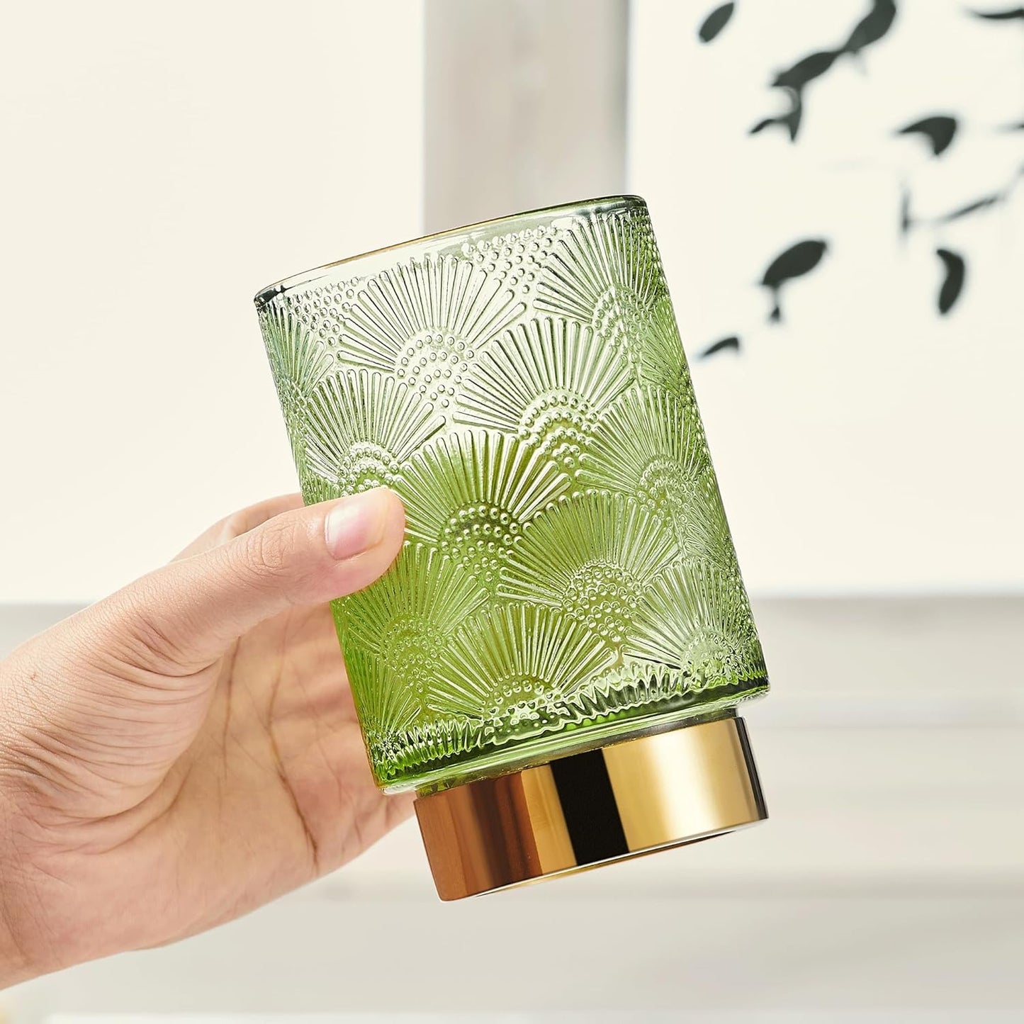 Makeup Brush Holder Organizer,Toothbrush Holders,Desk Pen Pencil Holder,Multifunctional Vintage Glass Brush Cup（A41-1-US）