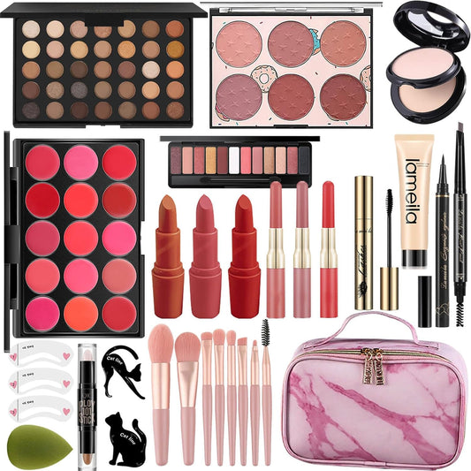 M All In One Makeup Kit, Makeup Kit for Women Full Kit,Multipurpose Women's Cosmetics Set,Beginners and Professionals Alike,Easy to Carry(DLS-Pink)