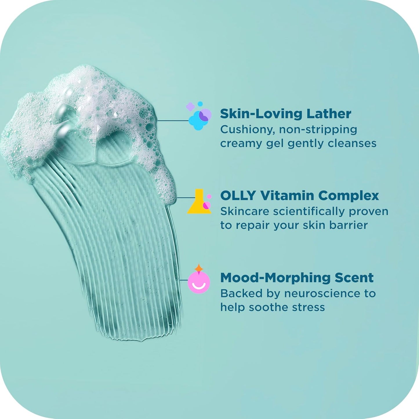 OLLY Body Wash Mixed Pack 4 Count to Restore Skin barrier & Hydrate skin 3 oz