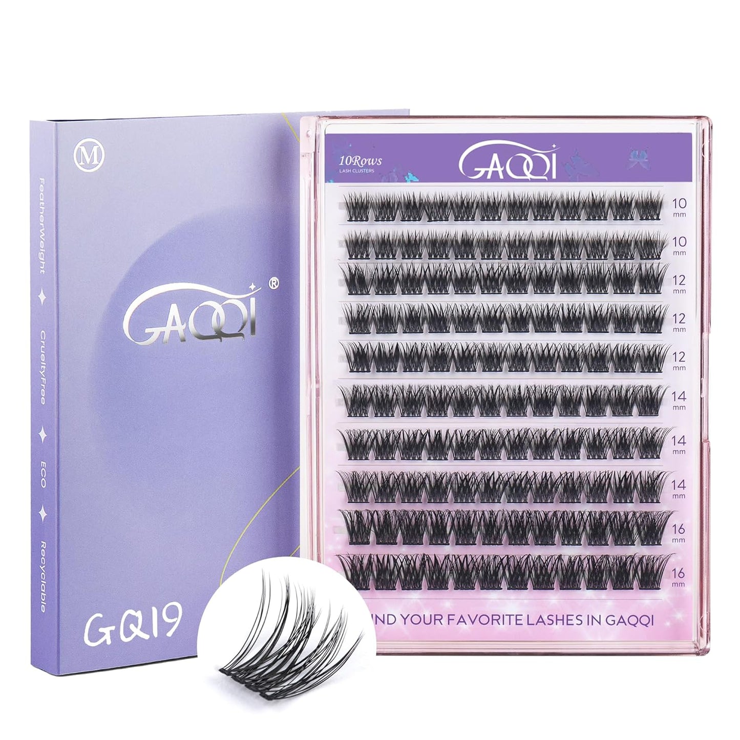 GAQQI Lash Clusters, Eyelash Clusters 120PCS C Curl Individual Lashes, Wispy Cluster Eyelash Extension 10-16mm Mixed Length, Natural Looking Cluster Lashes （GQ19, C Curl, 10-16mm)