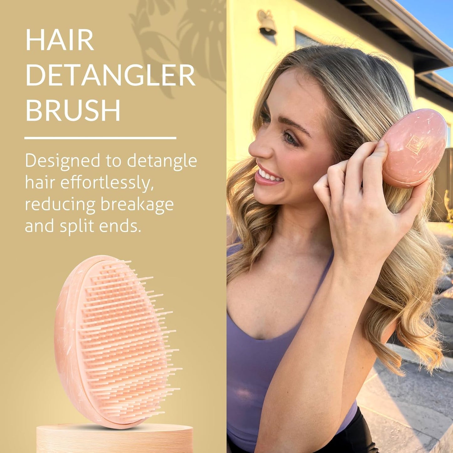 Travel Hairbrush - Mini Hair Detangler for Women Teens Kids - Sensory Scalp Massager - Small Portable Comb - Thick, Curly, Straight, Wet, Dry - Compact Detangler - Purse Essentials