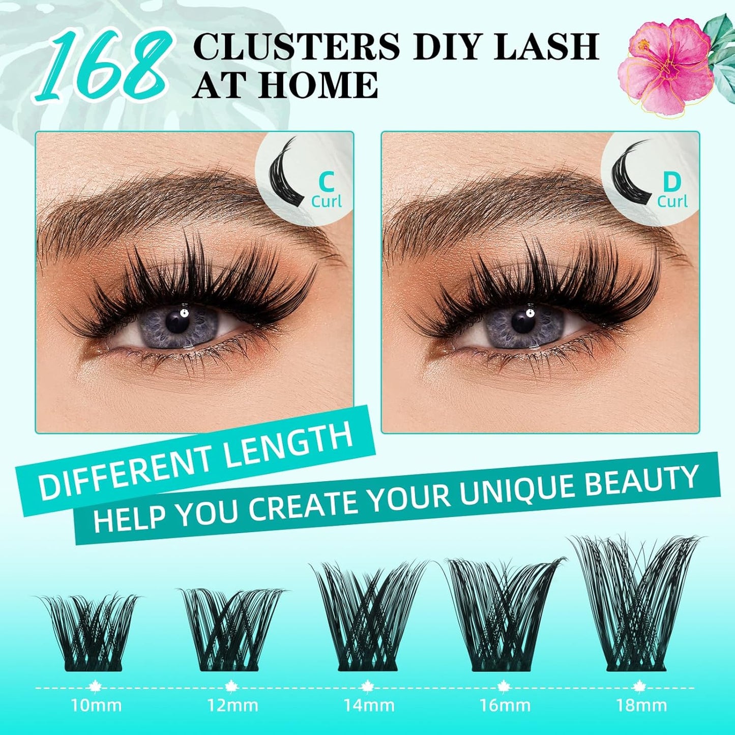 Lash Clusters Wet Look 168Pcs Eyelash Cluster Ultra-Thin Lash Band Eyelashes Extensions Spiky Anime Wide Span Lashes(Tulip,D-12mm)