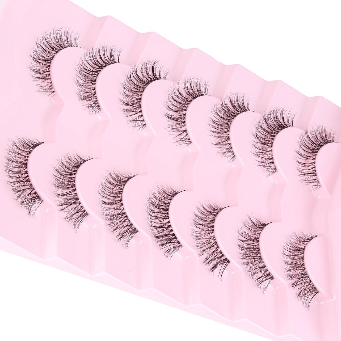 Lashes Natural Look False Eyelashes Wispy 13mm Eye Lashes Pack with Thin Cotton Band C Curl Fake Eyelashes 3D Volume For Daily Siligli Lash 7 Pair