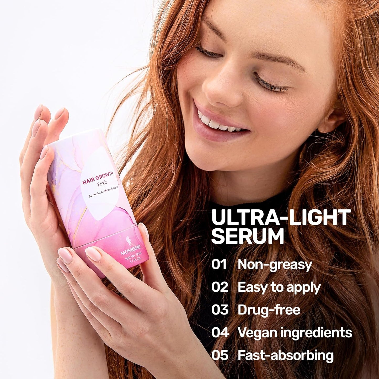 Hair Growth Serum with Turmeric, Caffeine & Biotin – Fast-Absorbing Regrowth & Scalp Treatment Serum for Fuller Hair – Lightweight Vegan Formula – Ideal for Thinning, Weak Hair & Daily Use