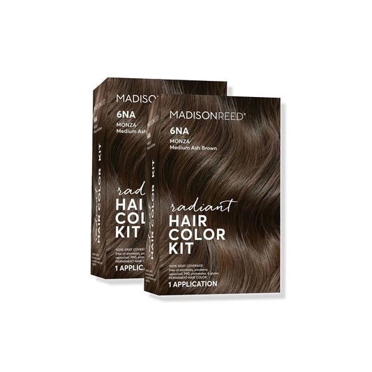 Madison Reed Radiant Hair Color Kit | 6NA Medium Ash Brown with Cool Smoky Undertones (Monza Brown) for 100% Gray Hair Coverage | Dimensional Permanent Hair Dye | PPD-Free & Ammonia-Free | 2 Pack