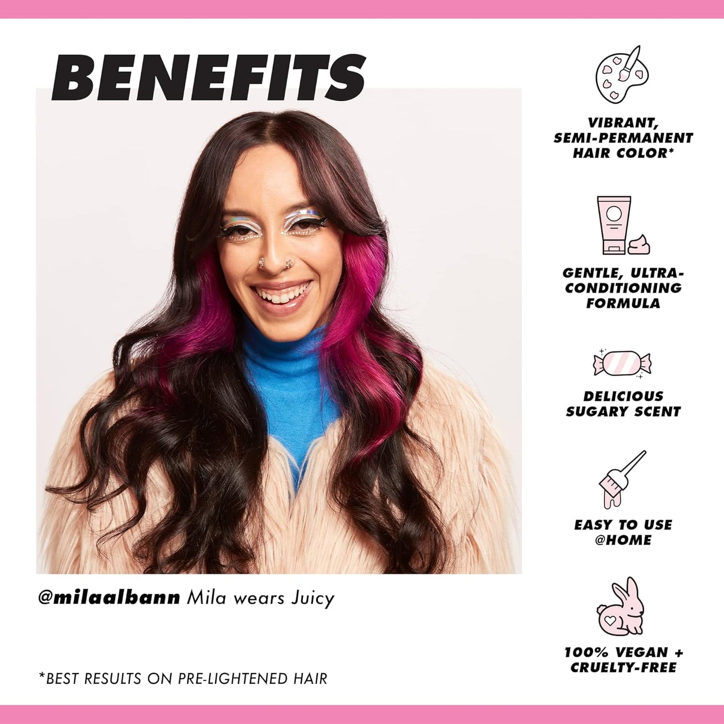 Lime Crime Full Coverage Unicorn Hair Dye, Juicy - Damage-Free Semi-Permanent Hair Color Conditions & Moisturizes - Temporary Hair Tint Kit Has A Sugary Citrus Vanilla Scent - Vegan