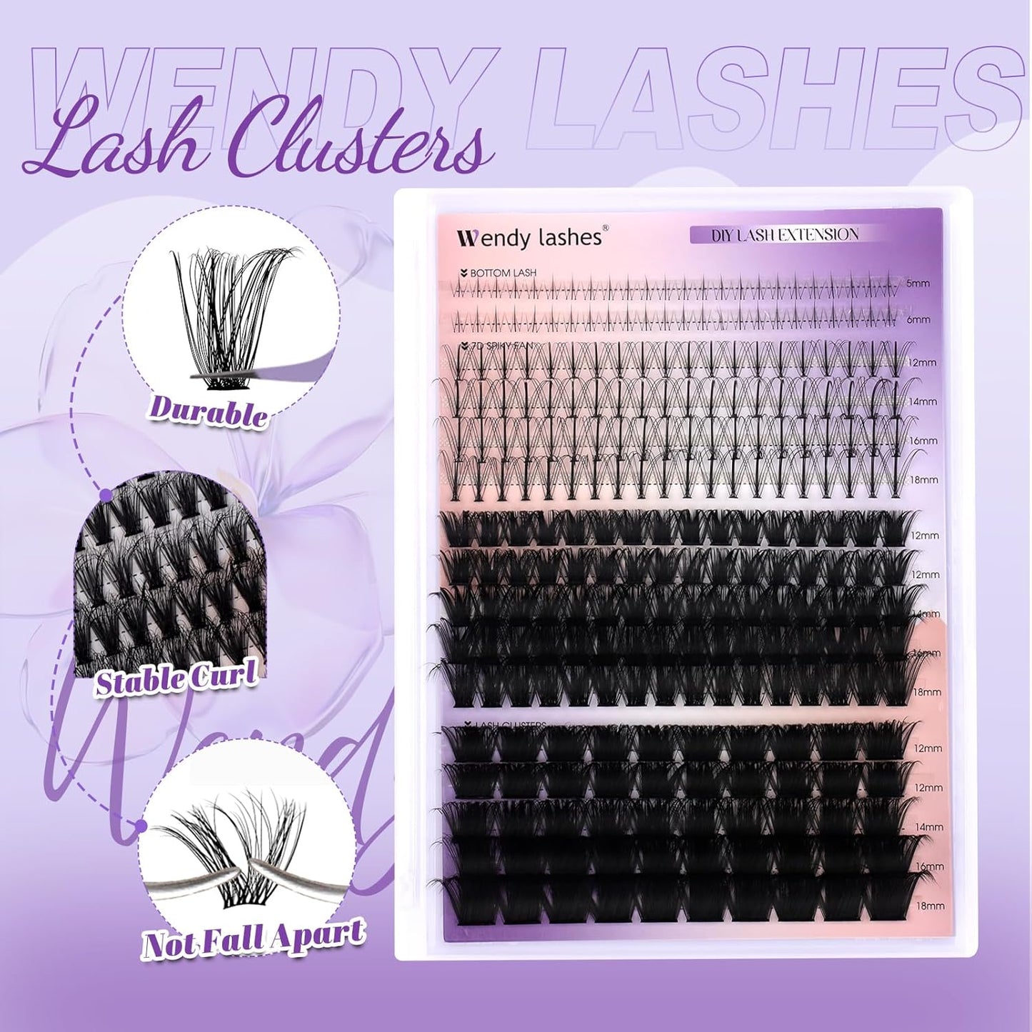 Lash Clusters With Bottom Lashes 356PCS 100D/200D Multi-types Fluffy Lash Clusters C/D Curl Wispy Individual Lashes Spike Volume Cluster Eyelash Extensions By Wendy Lashes(100/200D-0.07D)