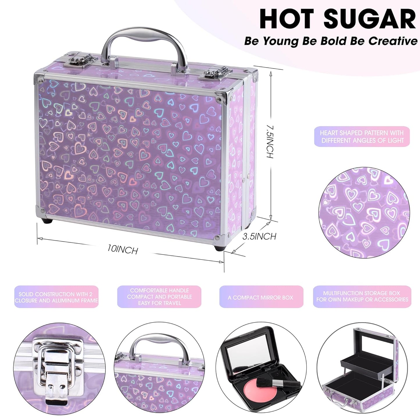 Hot Sugar Ultimate All-in-One Makeup Kit for Teen Girls, Basic Makeup Gift Set for Women - Create Stunning Looks with 52 Shades and Accessories (Purple Love)