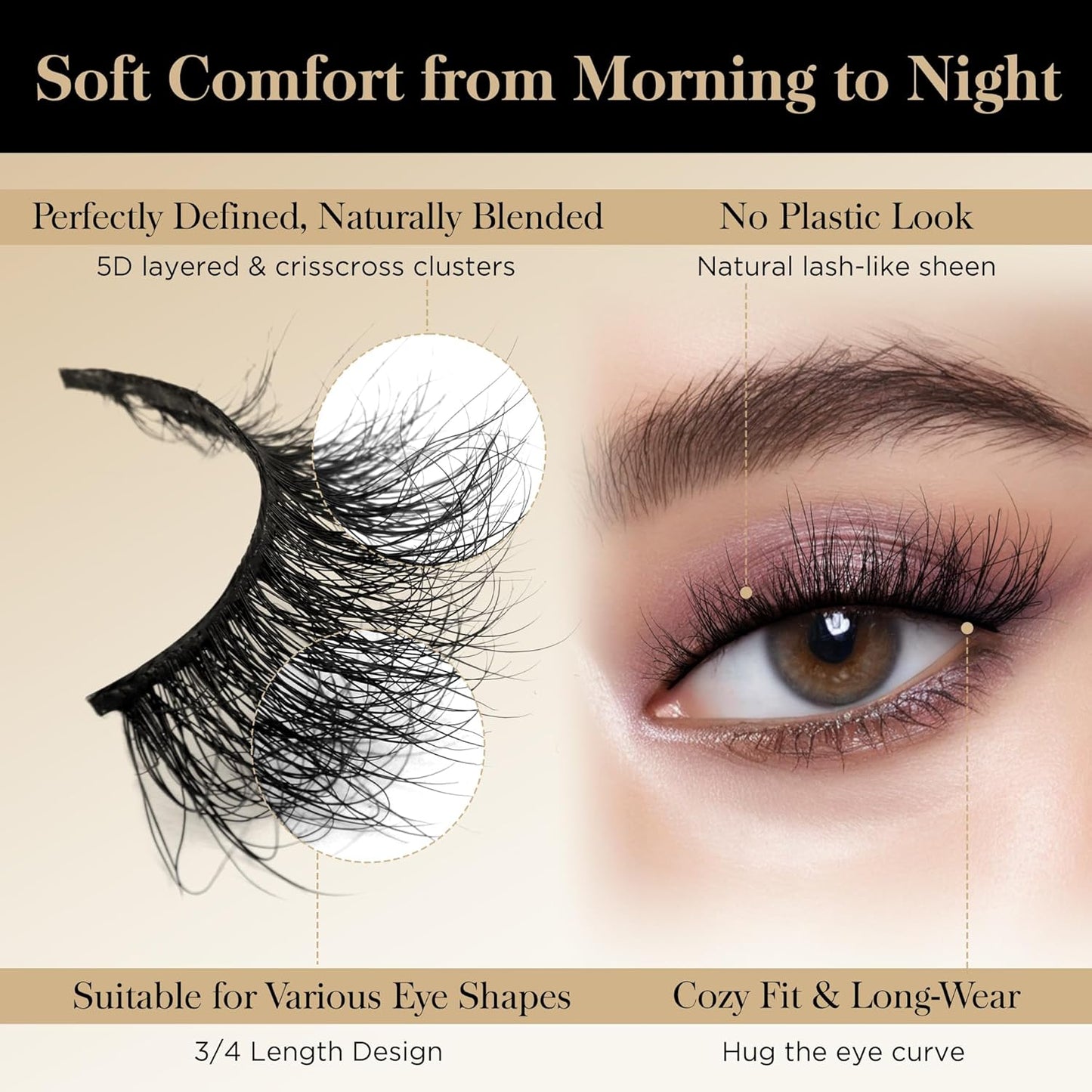 Lashes Mink Natural False Eyelashes - Bepholan Fake Eyelashes Natural Look 3-Pack Cat Eye Lashes Manga Eyelashes Fluffy,XMZ211