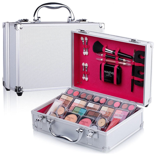 Makeup Kit for Girls and kids 8-12 Carry All Makeup Train Case with Pro Makeup for Teens Women Full Starter Cosmetics Set (SILVER)