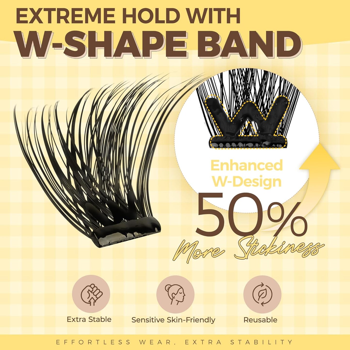 PopUp Self Adhesive Eyelashes Clusters, Press On Lashes Pre Glued Eyelash Extension Kit with Lash Tweezer,10-16mm No Glue No Remover Needed Self Adhesive Lashes Clusters CT50