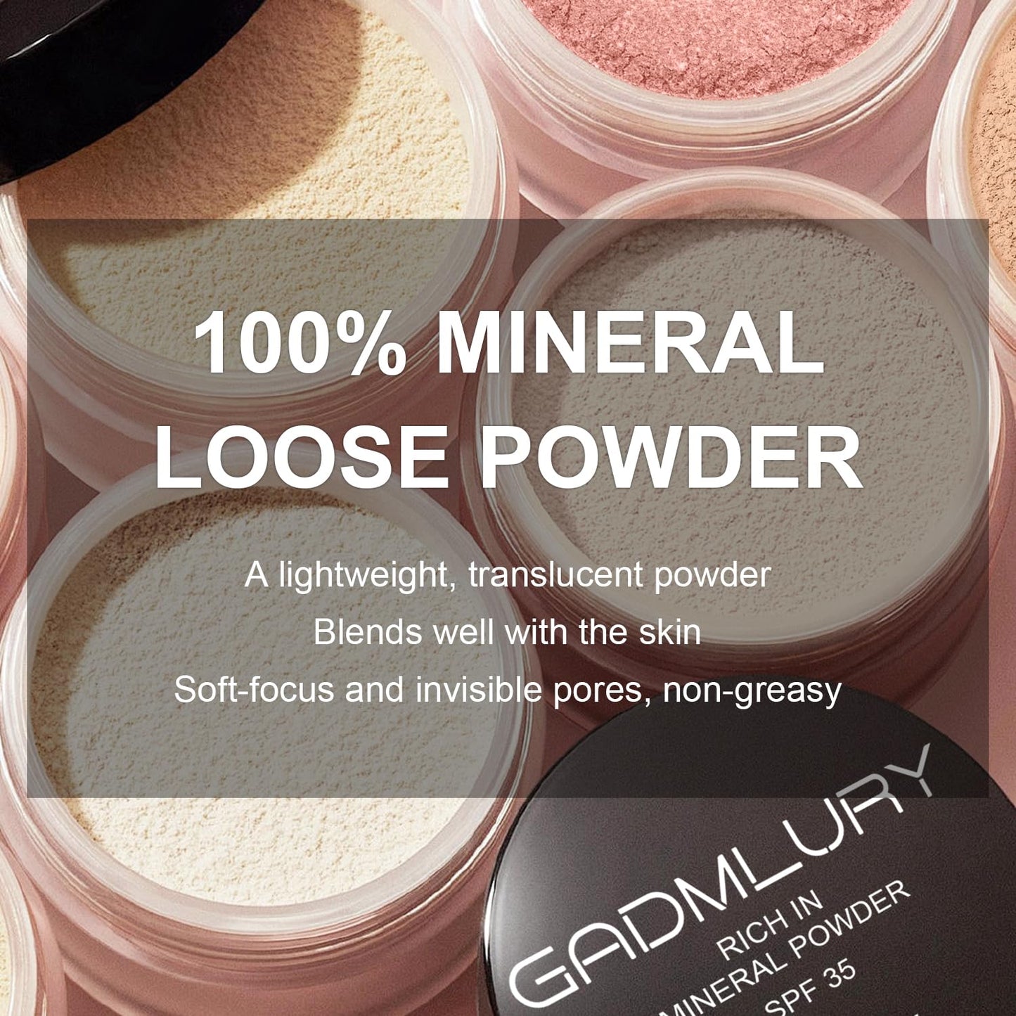 Mineral Powder Blush, SPF 35, Sunscreen Shimmer Loose Mineral Blush, Natural Face Glow Powder, Buildable Coverage for Healthy-looking Color (#07 Shine Rose BlushMakeup)