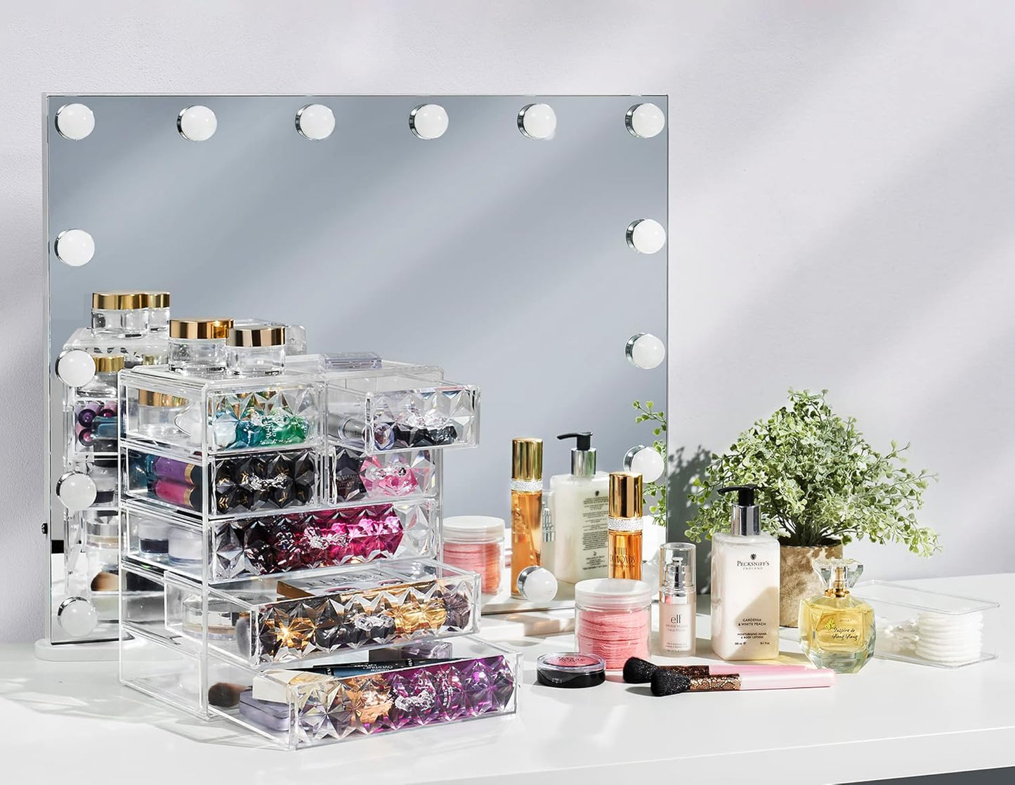 Sorbus Acrylic Makeup Organizer - Organization and Storage Case for Cosmetics Make Up & Jewelry - Big Clear Makeup Organizer for Vanity, Bathroom, College Dorm, Closet, Desk (3 Large, 4 Small Drawers)